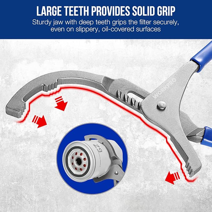 WORKPRO Oil Filter Wrench, 5-Position Adjustable Design Fits 2-1/2" to 3-3/4" - Image 4