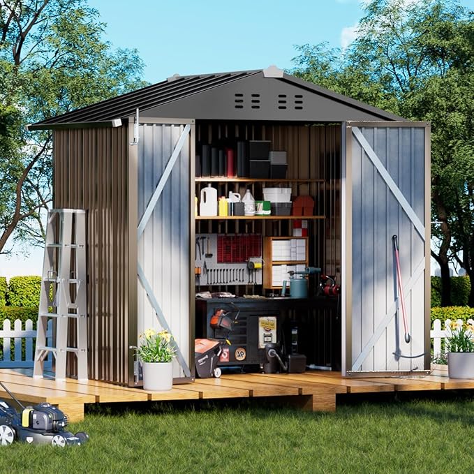 COMHOMA Shed Outdoor Storage Shed Metal, Lockable Doors Tool Sheds by ComHoma