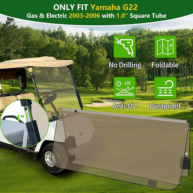 Golf Cart Foldable Windshield 3/16" Thicken Only Fits 2003-2006 Yamaha G22 - Image 2
