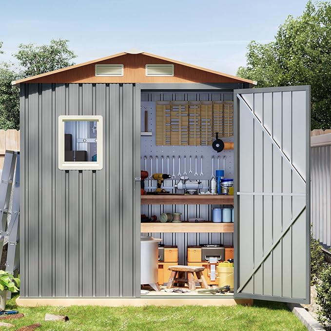 6x4FT Multi-used Shed & Outdoor Storage Shed, Steel Tool Shed by OutdoorFirePit