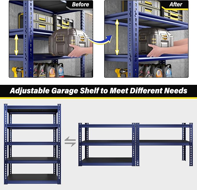 REIBII Garage Shelving 72" H Storage Shelves Sturdy Metal Shelves Heavy Duty 5 - Image 7