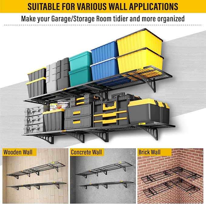 1.64x4ft Adjustable Rail Wall Garage Storage Shelf, - Image 7