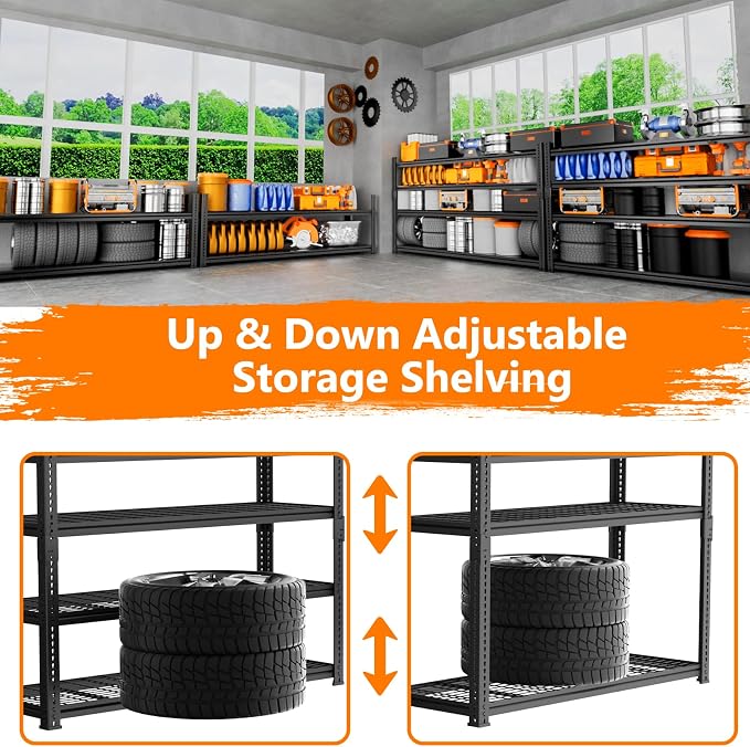 Storage Shelves Heavy Duty, 5-Tier Adjustable Metal Industrial Utility Shelf - Image 5