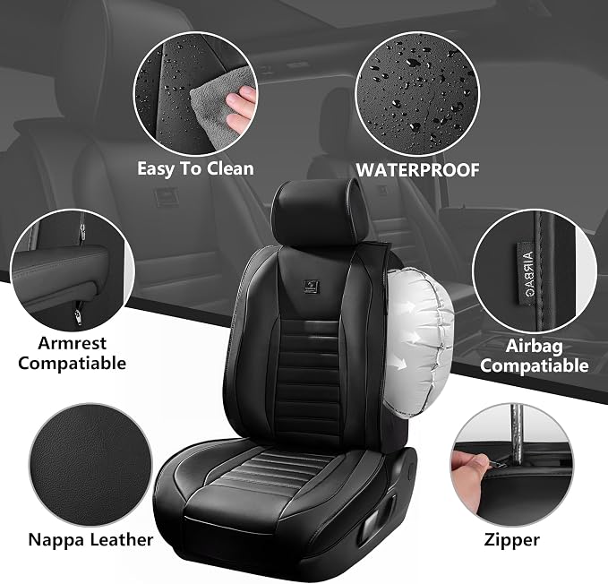 CAR PASS Nappa Leather Car Seat Covers Front Seats, Luxury Seat Protector - Image 5