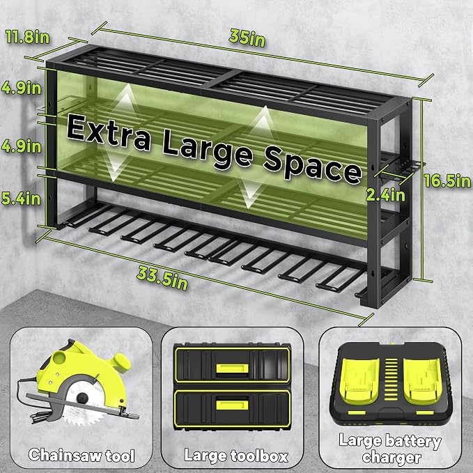 Large Power Tool Organizer Wall Mount, 4 Layers 8 Drill Holder Heavy Duty Metal - Image 3
