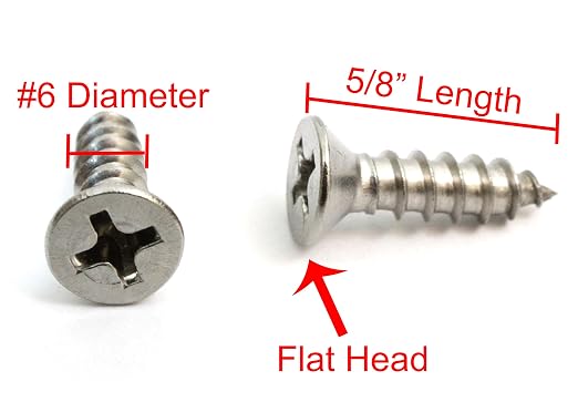 Bolt Dropper No. 6 x 5/8" Stainless Steel Flat Head Phillips Wood Screw - Image 2