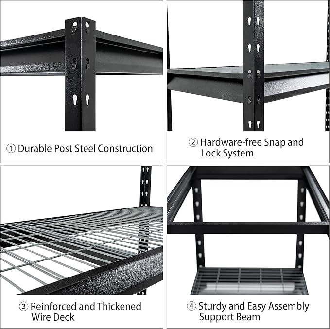 The Atlas 72" W Metal Garage Shelving Unit Load 12000 Lbs, 4 Tier Heavy Duty - Image 6