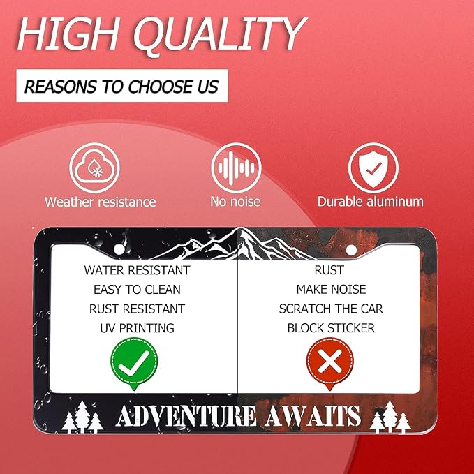 Personalized License Plate Frame Animals Stainless Steel Accessory Wolf Deer - Image 5