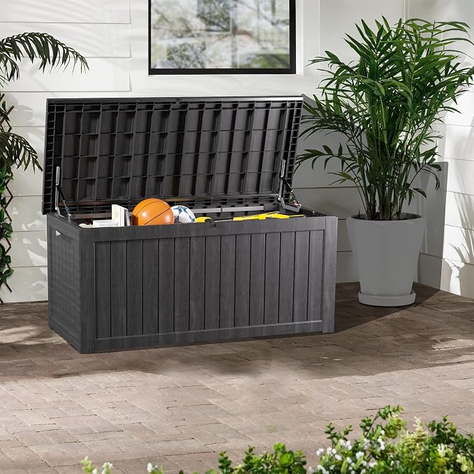 200 Gallon Lockable Resin Deck Box, Waterproof & UV-Resistant Outdoor Storage - Image 5