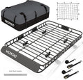 WILDROAD Car Roof Cargo Basket Combo of Upgraded 64"x 39"x 4" Roof Rack Cargo by WILDROAD