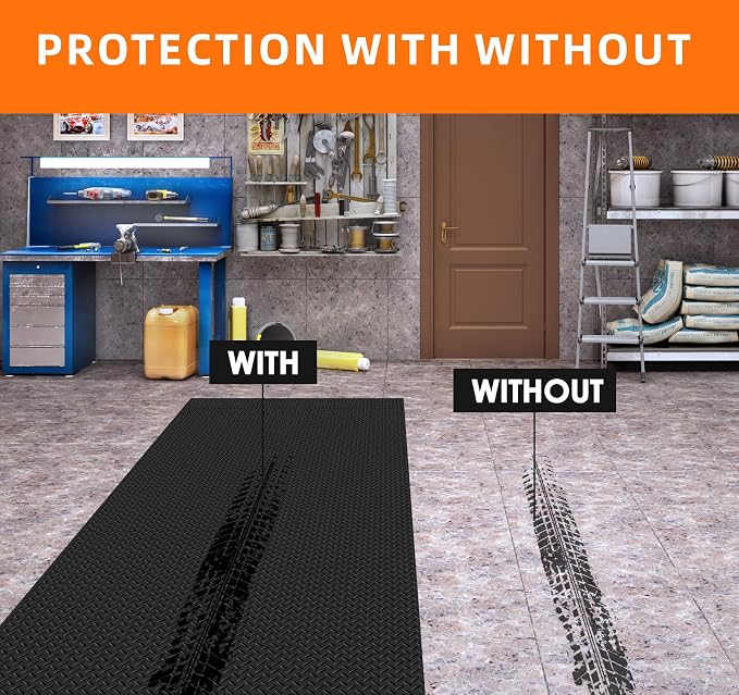 Nisorpa 16'5'' x 3'4'' Diamond Plate Flooring Roll, Rubber Garage Floor Mat - Image 8