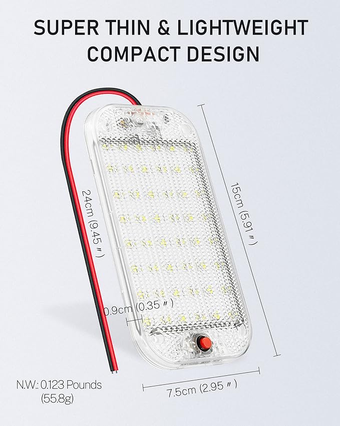 Dome Light for RV Interior, 48LED 800LM Ultra Bright 12 Volt LED White Lights - Image 5