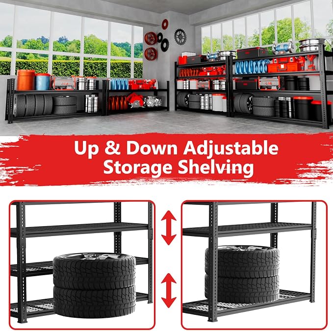 Storage Shelves 4PCS, Garage Shelving Heavy Duty 2640LBS Capacity, 4 Tier - Image 6