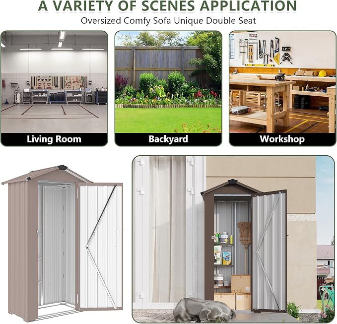 Outdoor Metal Storage Shed, Waterproof Garden Tool Shed - Image 7