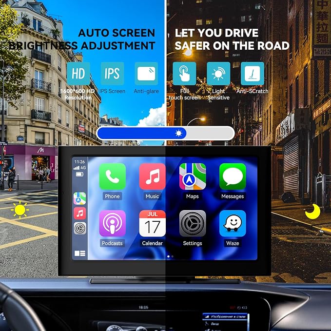 7” Wireless Carplay &Android Auto IPS Touch Screen, Portable Car Stereo - Image 6