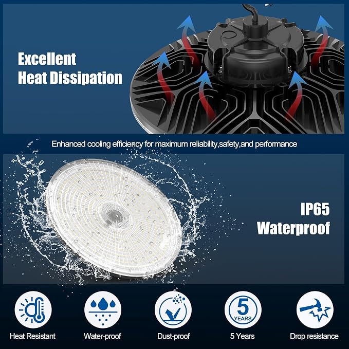 BBESTLED UFO Commercial Lights for Ceiling LED 200W, High Bay UFO Lights LED - Image 6