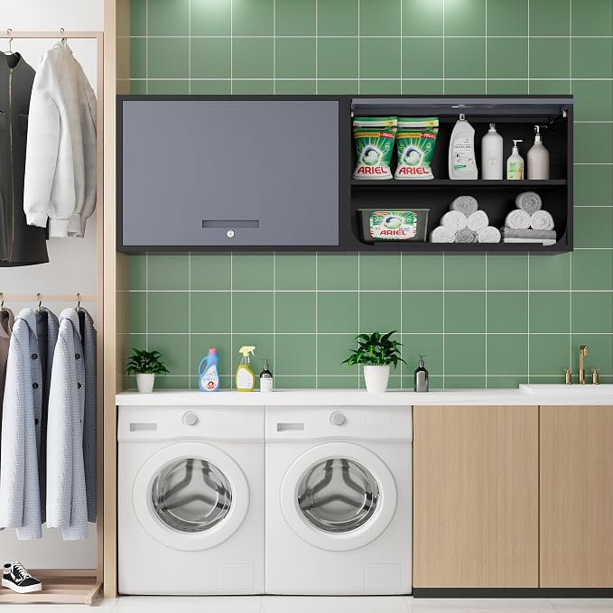 Metal Storage Cabinet Black&Gray Wall Cabinets - Image 9