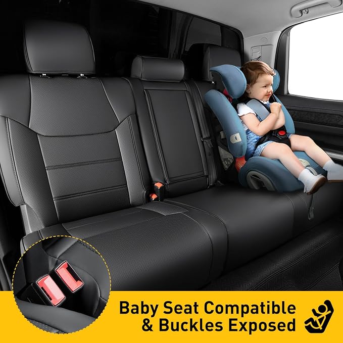 Super Cover for Toyota Tundra Seat Covers 2014-2021, Full Covered Black Seat - Image 6