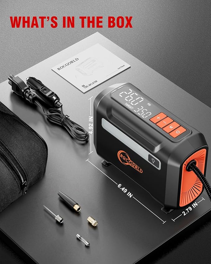 R8 Tire Inflator Portable Air Compressor, DC 12V Air Compressor - Image 6