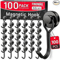 FINDMAG 100 Pack Magnetic Hooks, 30 LB+ Magnetic Hooks by FINDMAG