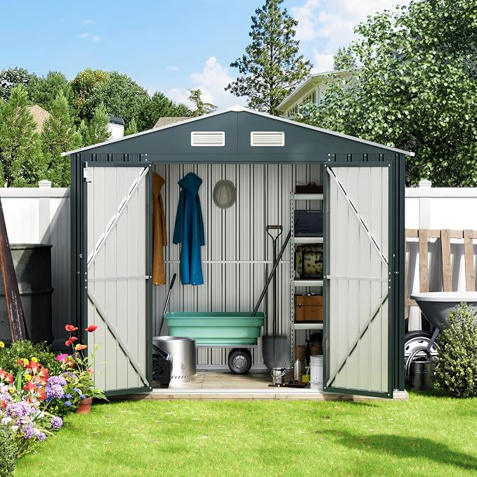 6X8X6.4FT Outdoor Steel Storage Shed - Image 6