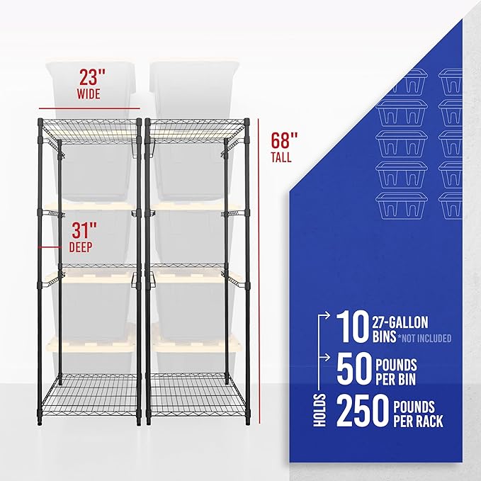 SafeRacks 2 Pack 5-Tier Steel Tote Rack - Image 3