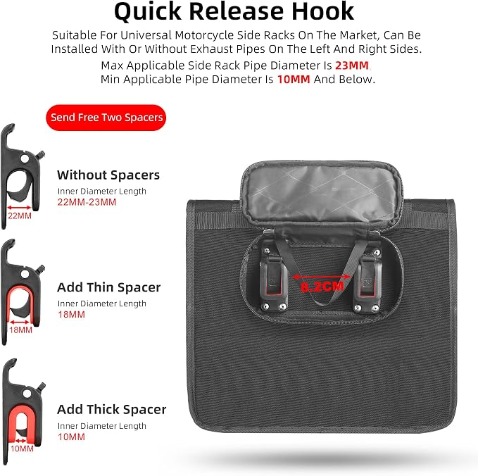 Rhinowalk 13L Waterproof Motorcycle Saddlebags, 26L Total Capacity, Quick - Image 4