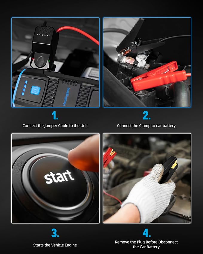 Car Jump Starter, HEMINGSON 2000A Peak Battery Jump Starter Portable 12V Jump - Image 4