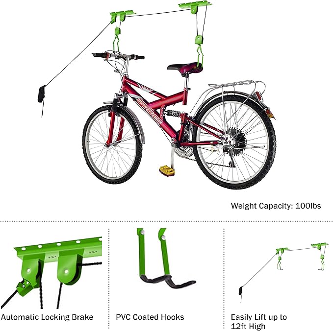 Bike Lane Products Bicycle Hoist 2-Pack Quality Garage Storage Bike Lift - Image 5