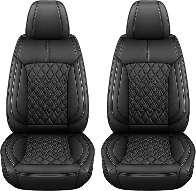 Pariitadin Leather Car Seat Covers Front Pair, Waterproof Breathable Faux - Image 3