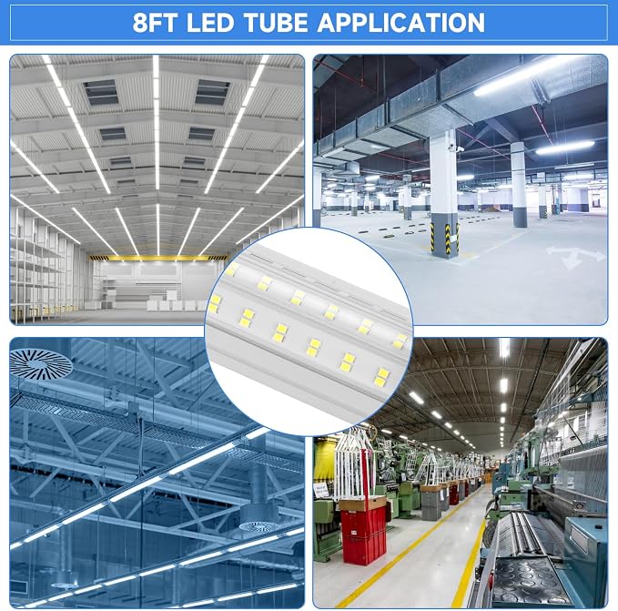 8FT U Shape 125W Integrated Tube Bright LED Light, 6500K Clear White, 20000LM - Image 8