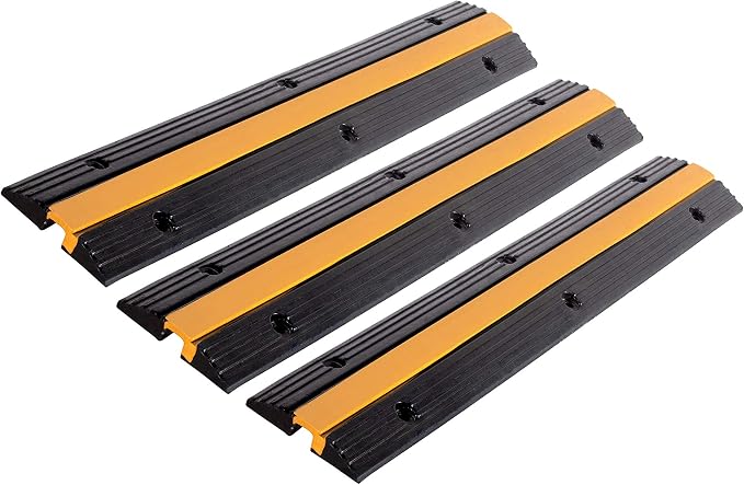 3 Pack Rubber Cable Ramp Hose Cable Protector Ramp 1 Channel 11000Lbs Load by F+COME