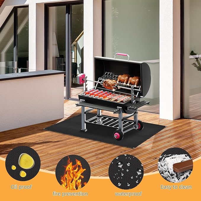 Under Grill Mat for Outdoor Grilling, 60 x 48 inches Double-Sided Fireproof - Image 5
