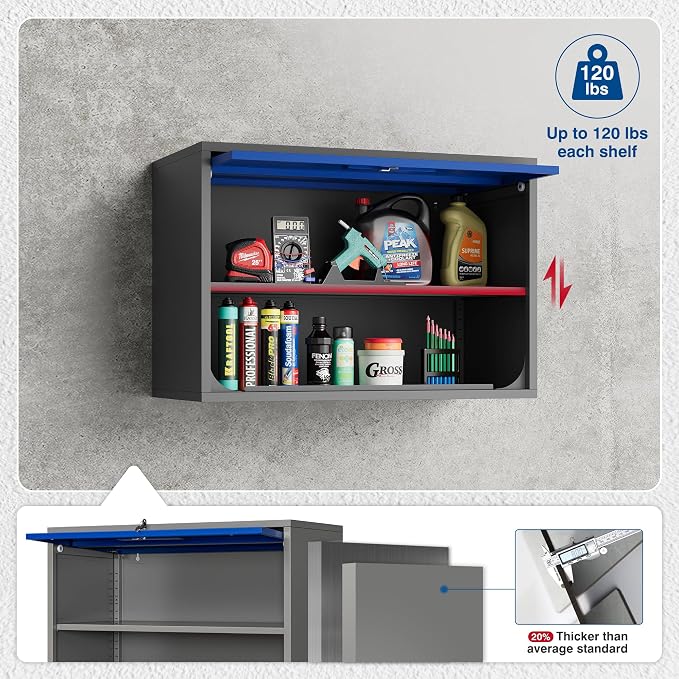 Metal Storage Cabinet Blue&Gray Wall Cabinets - Image 6