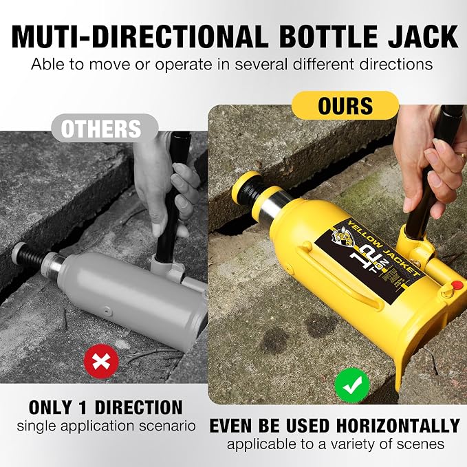 YELLOW JACKET 12 Ton Muti-Directional Welded Bottle Jack, Horizontal Bottle - Image 3
