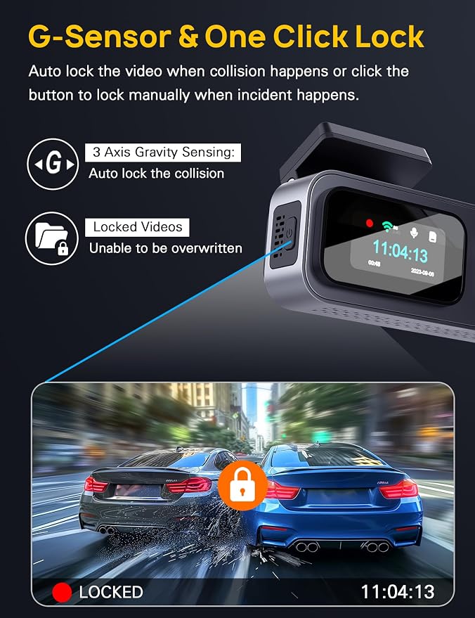 3 Channel 4K Dash Cam Front and Rear Inside, Built-in 5G WiFi, 4K+1080P+1080P - Image 5