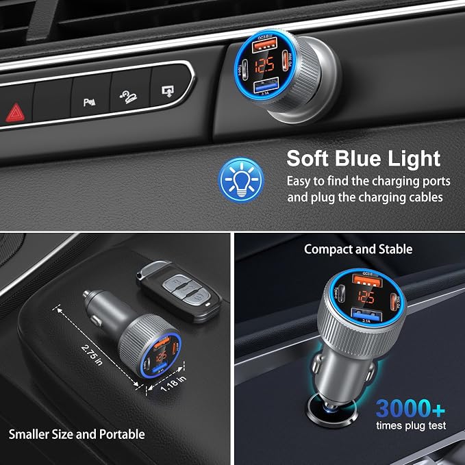 USB C Car Charger 5 Pack, 65W Dual 12V USB C & USB A Car Charger - Image 4