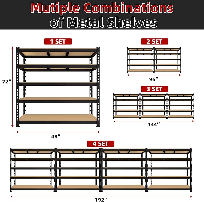 3 Packs 48" W x 24" D x 72" H Adjustable Garage Storage Shelves - Image 8