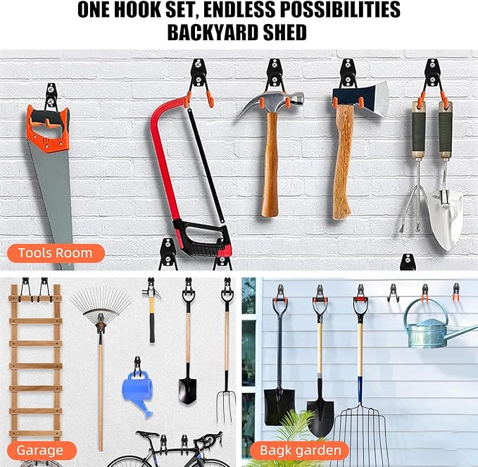 Garage Hooks, 6 Pack Medium Square Wall Hooks - Image 4
