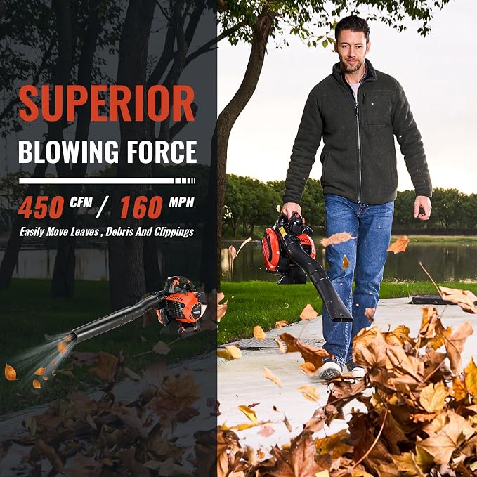 28CC Gas Leaf Blower 450-CFM 160-MPH, 2-Cycle Handheld Leaf Blower - Image 4