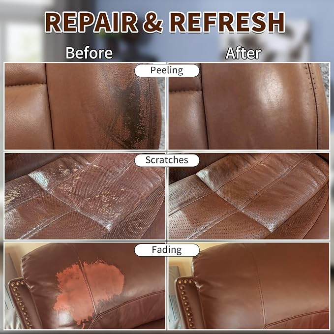 Medium Brown Leather Recoloring Balm, Leather Couch Scratch/Stain Remover - Image 3