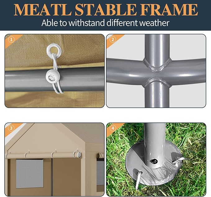 Shintenchi Carport 10' x 20' Heavy Duty Portable Garage, Car Port Canopy - Image 4
