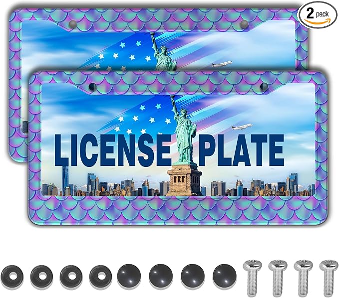 License Plate Frames for Men Purple; License Plate Frame for Women Mermaid by Unknown