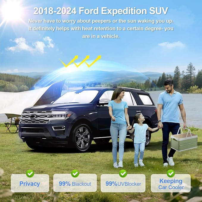 8pcs Car Window Shades for Ford Expedition SUV 2018-2024 Accessories, - Image 2