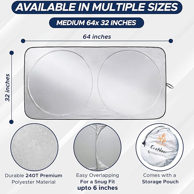 EcoNour Car Windshield Sunshade | Blocks 99% Heat & Keeps Interior Cool | - Image 6