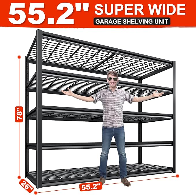 REIBII 78" H Garage Shelving Heavy Duty Load 3000LBS, Adjustable Storage Shelves - Image 3