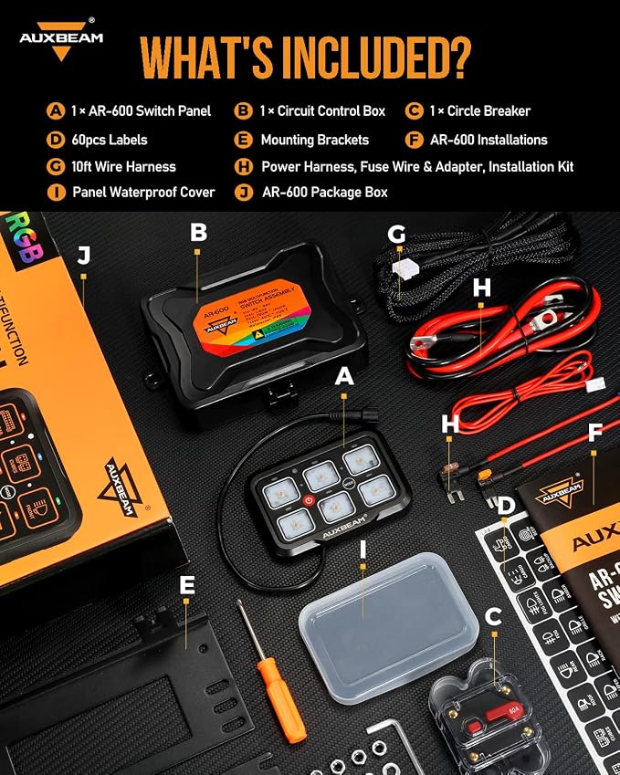 Auxbeam 6 Gang Switch Panel Bluetooth RGB AR-600 - Image 8