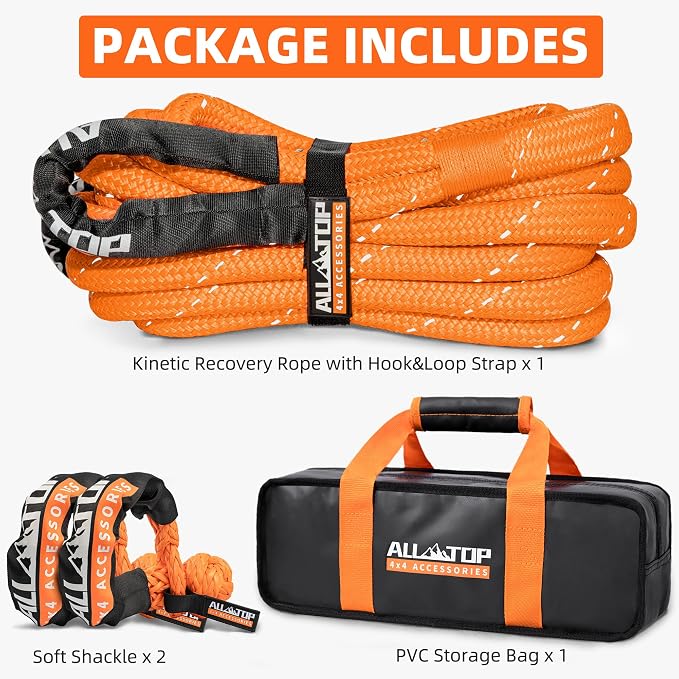 ALL-TOP Kinetic Rope Kit w/ 2 Soft Shackles, 1in x 30ft, Heavy Duty 30+% - Image 9