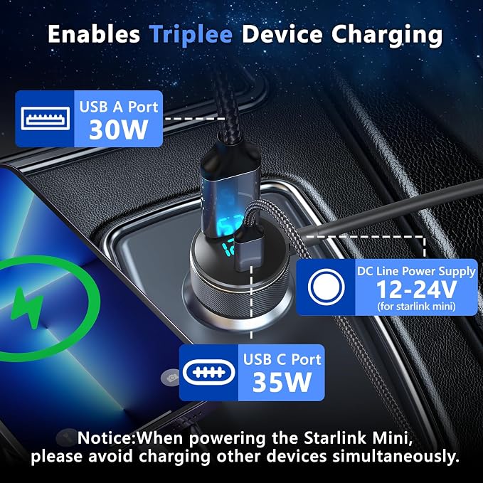 3-in-1 Starlink Mini Cable, Car Charger - Image 5