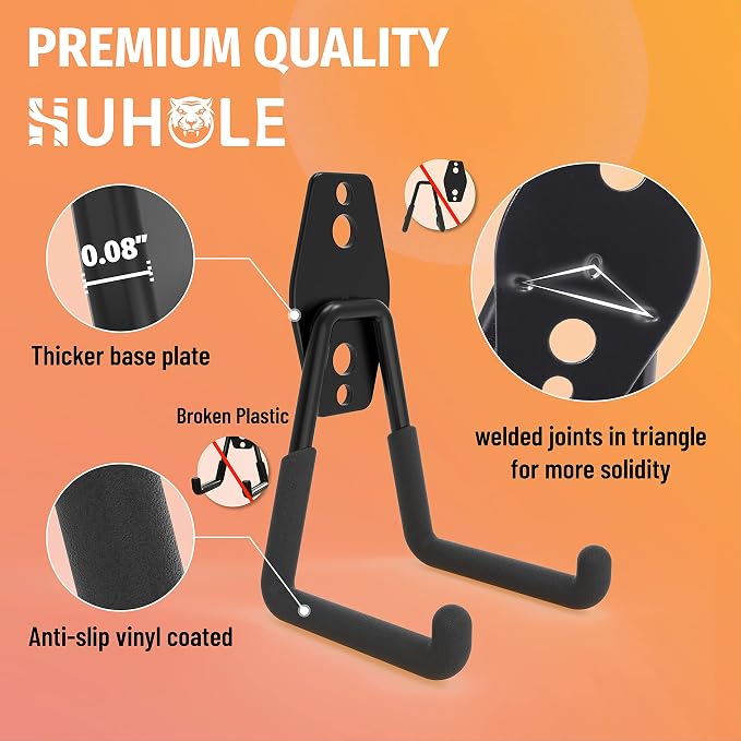 HUHOLE Garage Hooks Heavy Duty 4PC, Garage Wall Hooks, Wall Mount Hanging Hook - Image 2